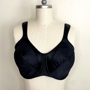 Bali 3562 Black 34DD Satin Tracings Full-coverage Minimizer Underwire Bra